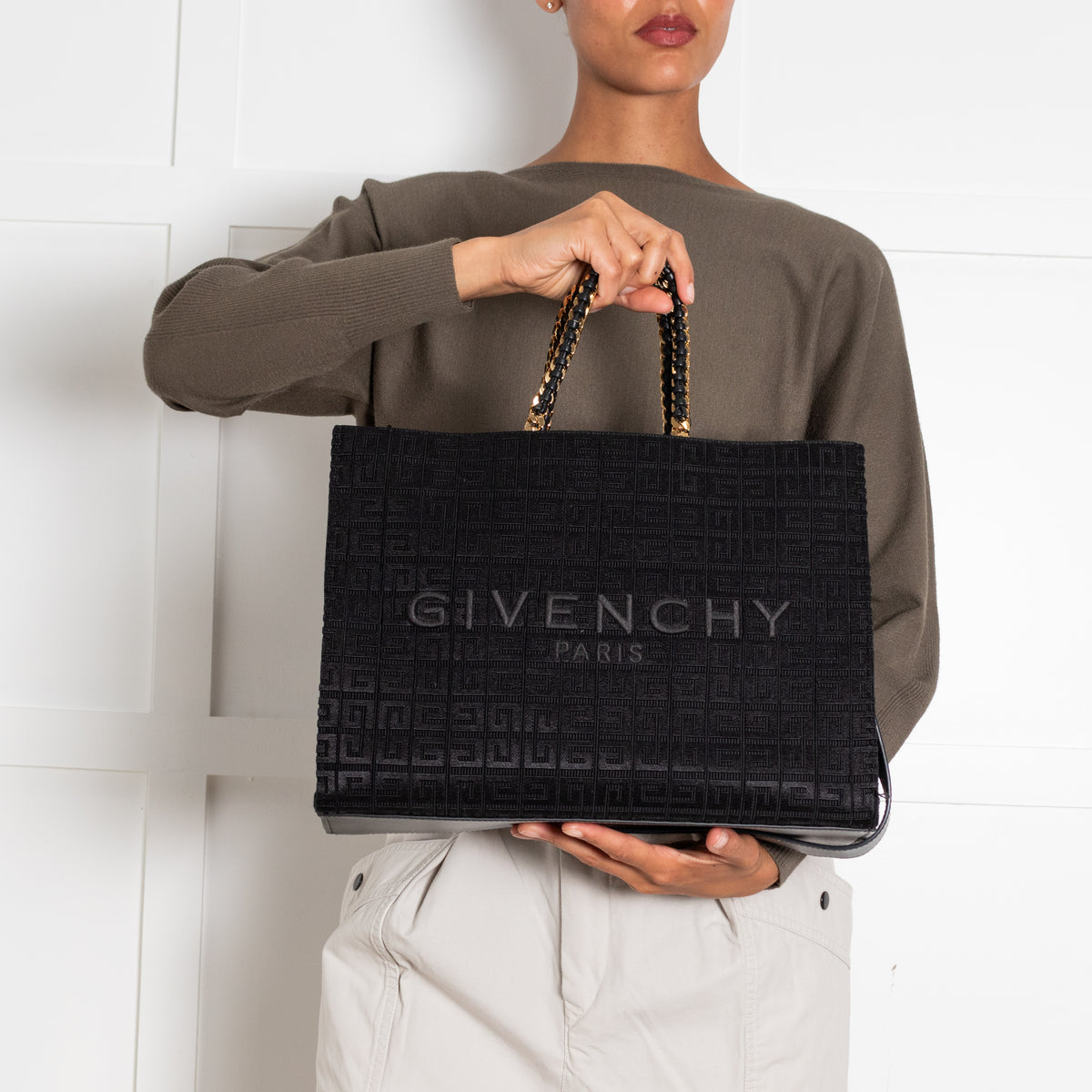 Givenchy Black Cotton Blend & Leather G-Tote Bag