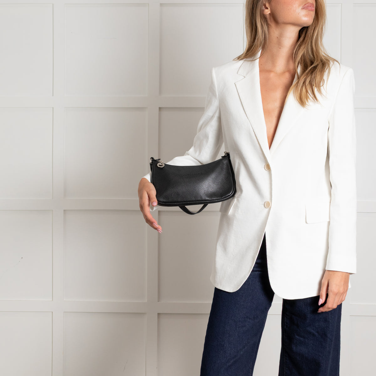 Longchamp Black Leather Shoulder Bag