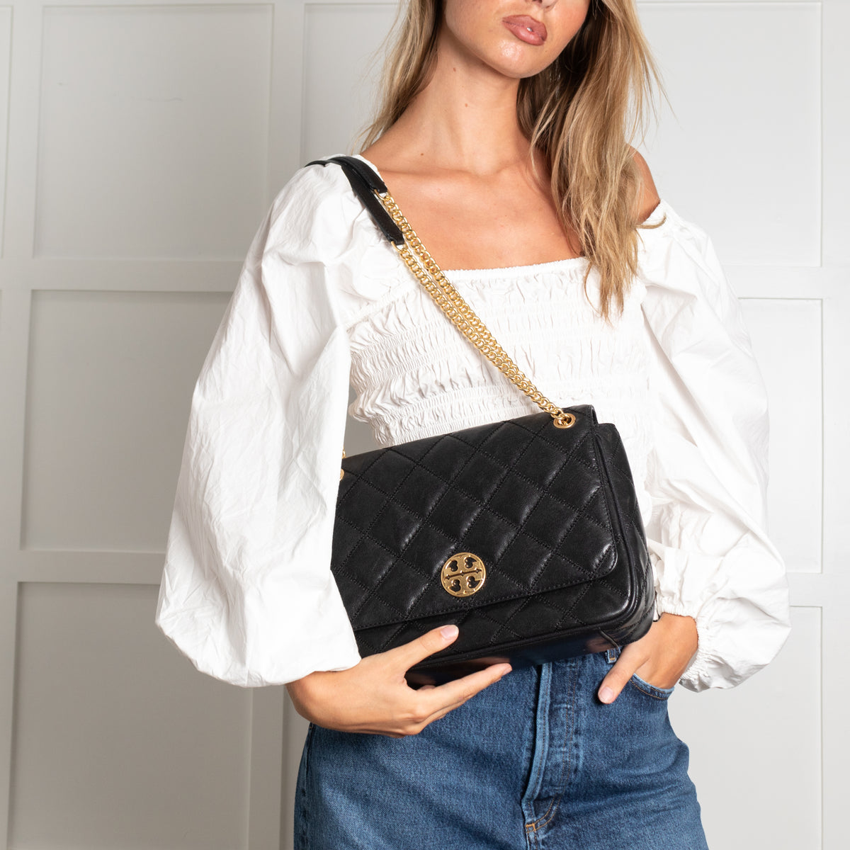 Tory Burch Black Quilted Leather Bag