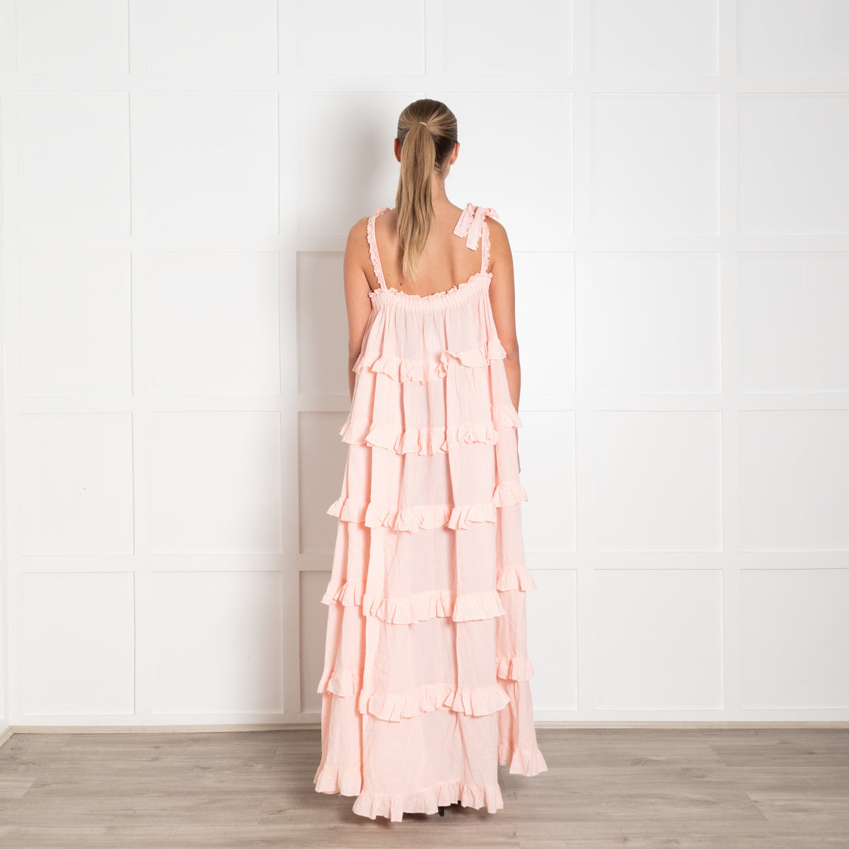 Devotion Peach Cotton Tiered Sundress
