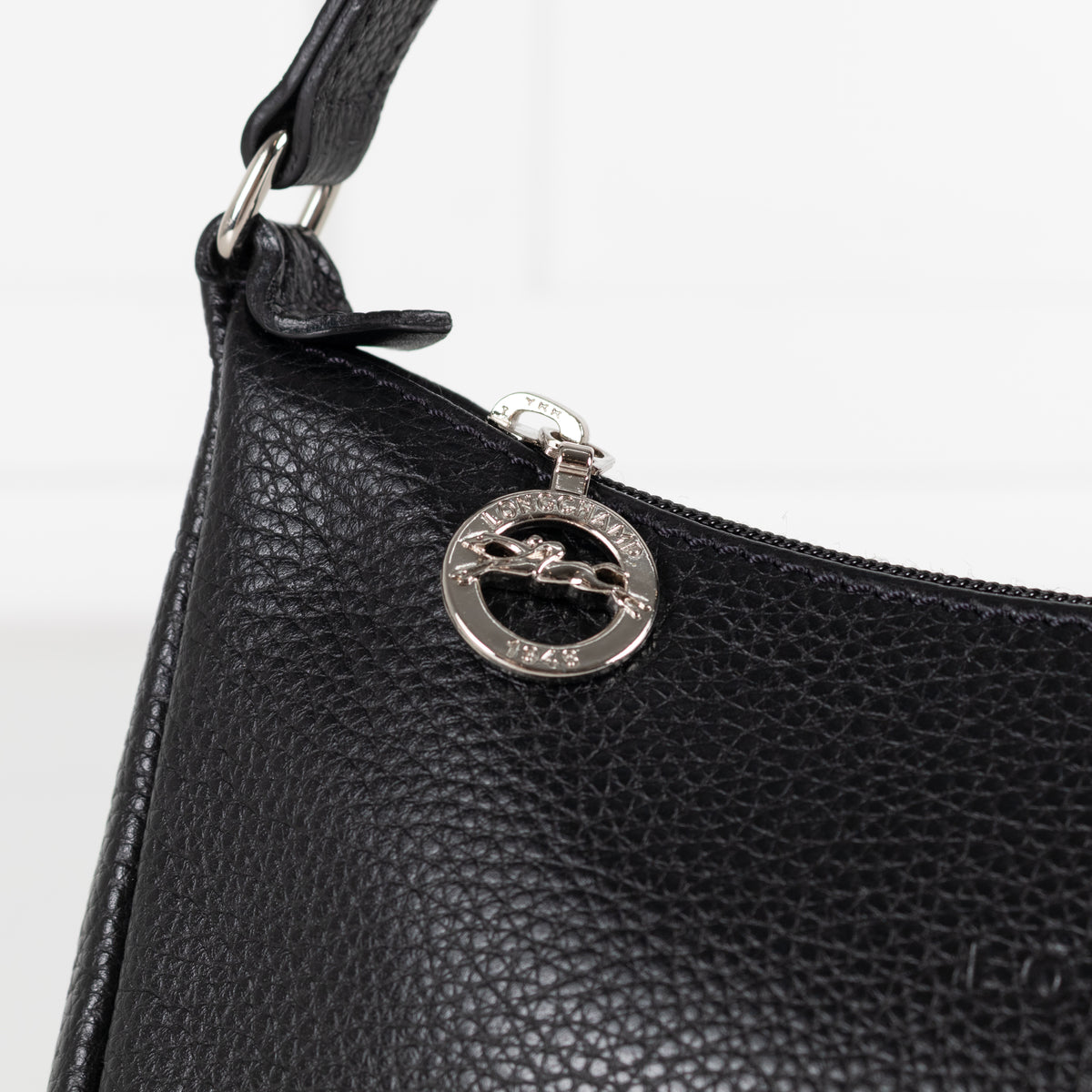 Longchamp Black Leather Shoulder Bag