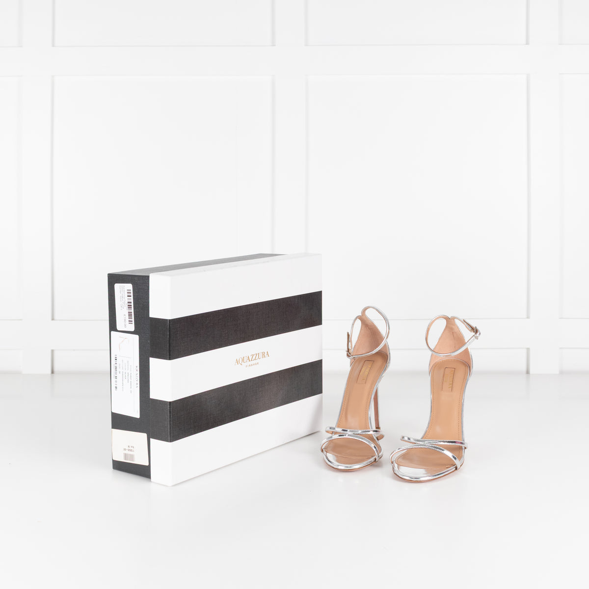 Aquazzurra Patent Silver Leather Purist Sandal