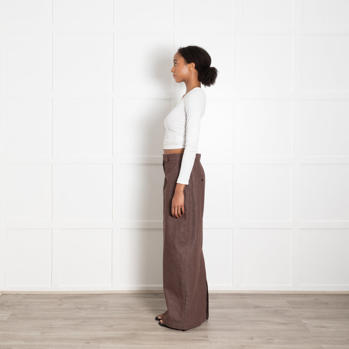 Max Mara Brown Denim Maxi Pencil Skirt
