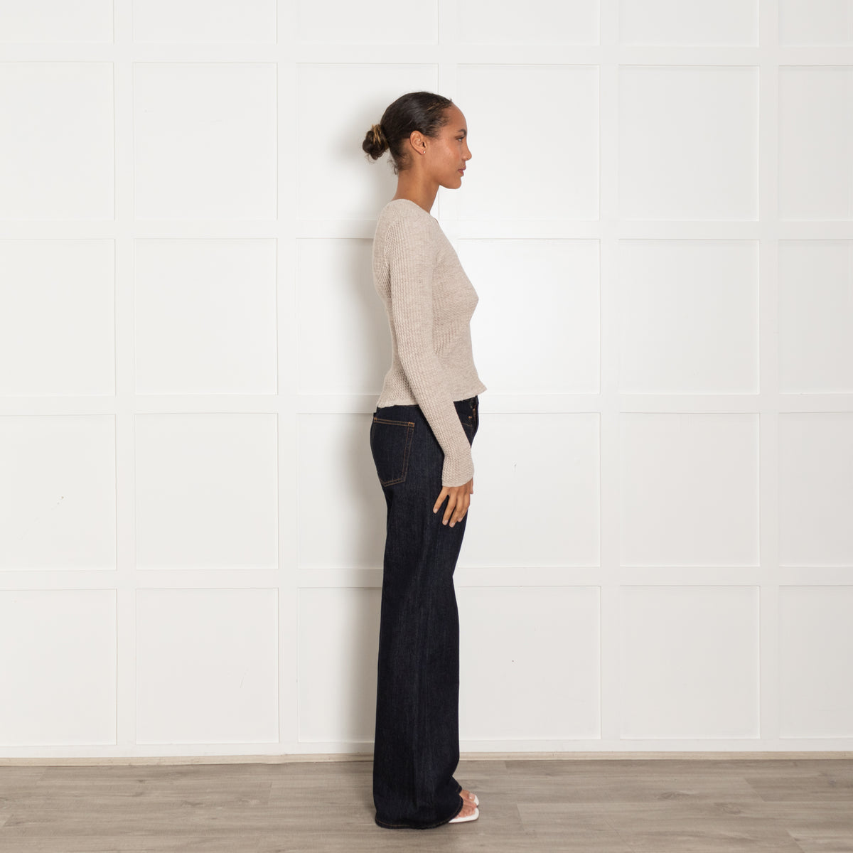 Theory Light Grey Textured Fabric Top