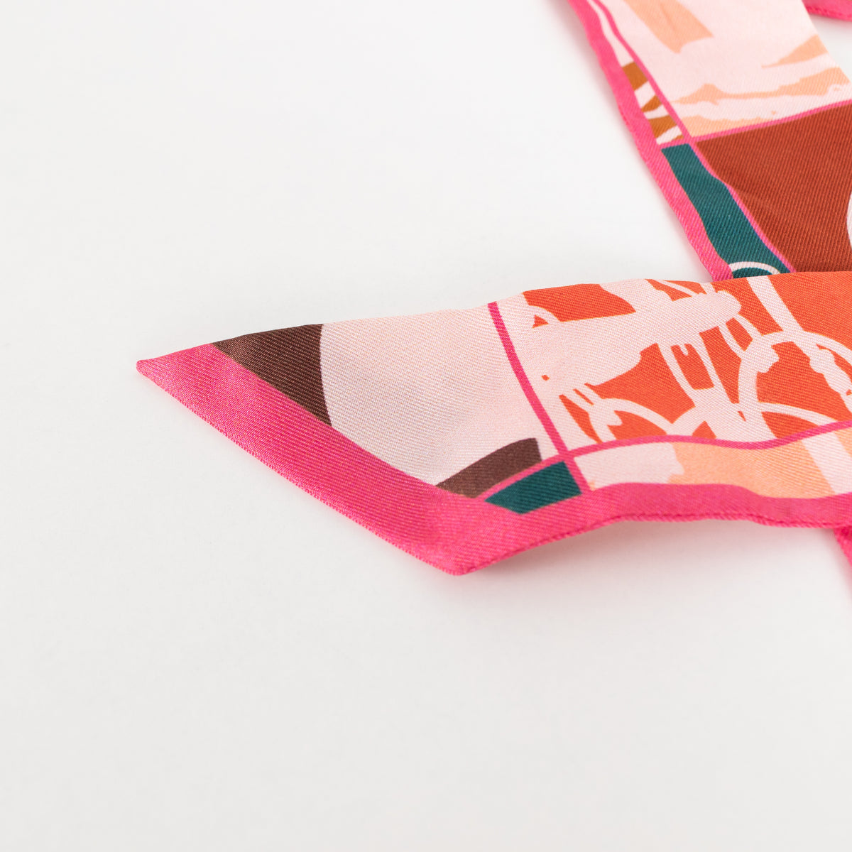 Hermes Pink Orange Silk En Desordre Twilly