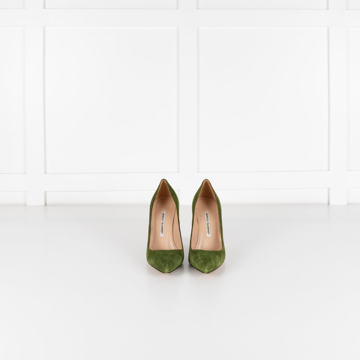 Manolo Blahnik Green Suede Court Shoe
