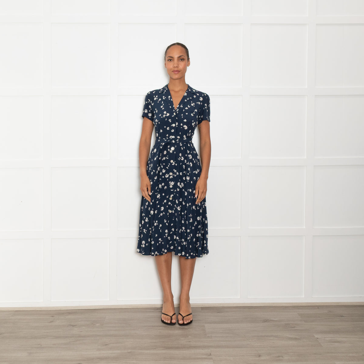 Polo Ralph Lauren Navy White Floral Belted Dress