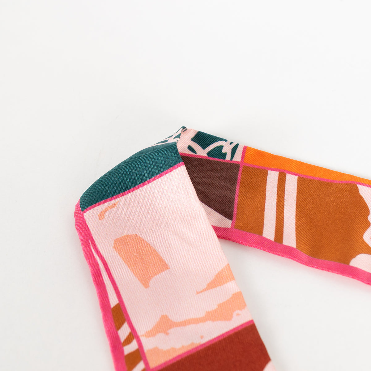 Hermes Pink Orange Silk En Desordre Twilly