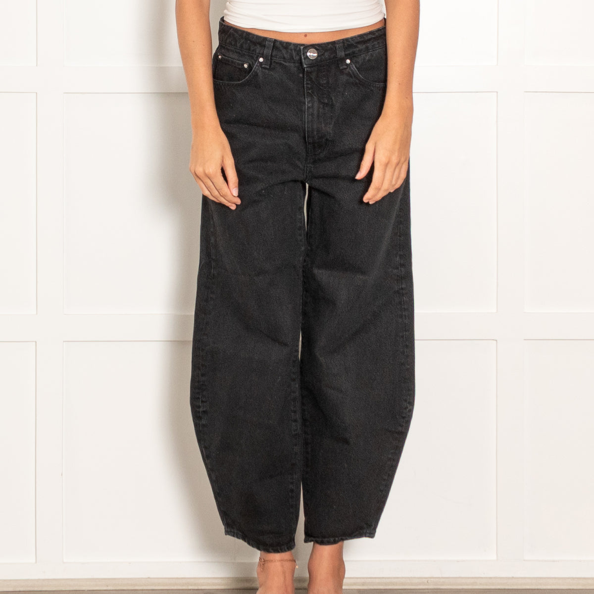 Toteme Black Denim Barrel Leg Jeans