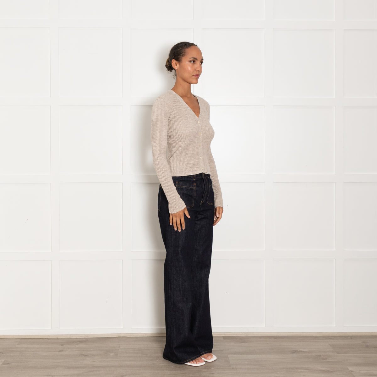 Theory Light Grey Textured Fabric Top