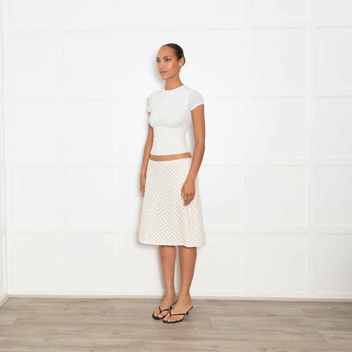 Tory Burch Cream Lattice A Line Skirt
