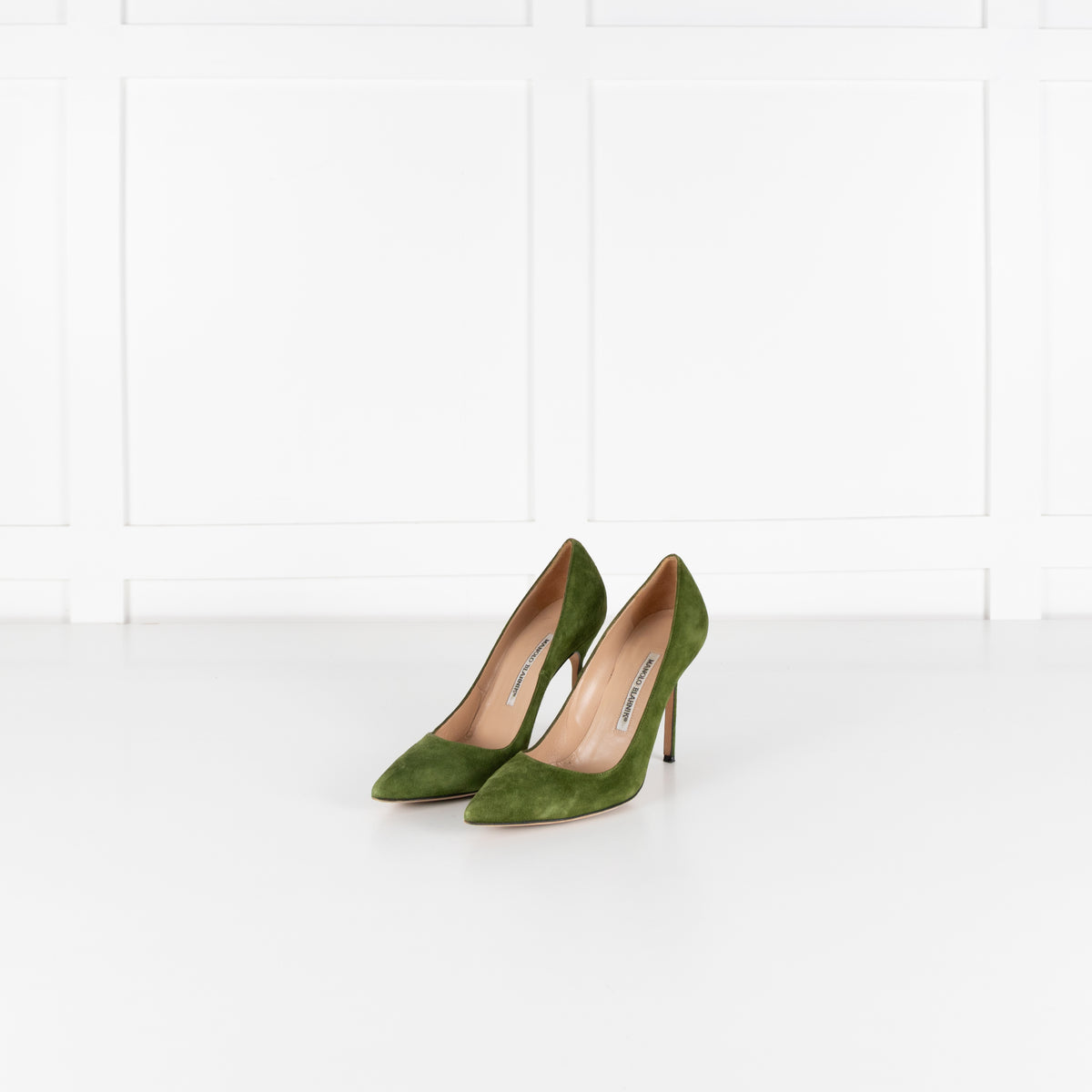 Manolo Blahnik Green Suede Court Shoe
