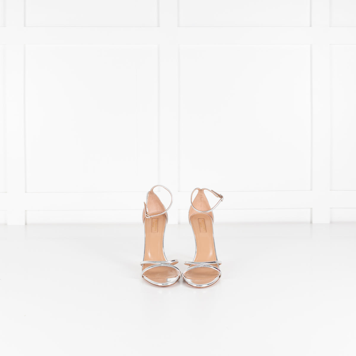 Aquazzurra Patent Silver Leather Purist Sandal
