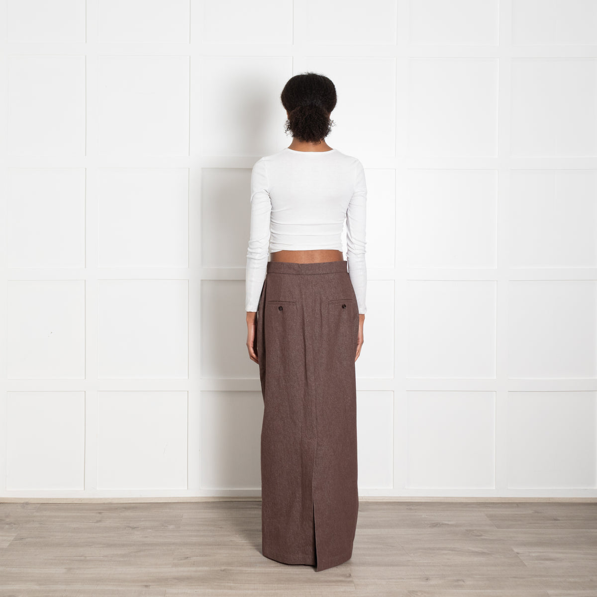 Max Mara Brown Denim Maxi Pencil Skirt