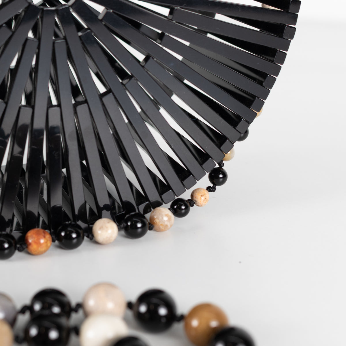 Cult Gaia Black Acrylic Bead Handle Shoulder Bag