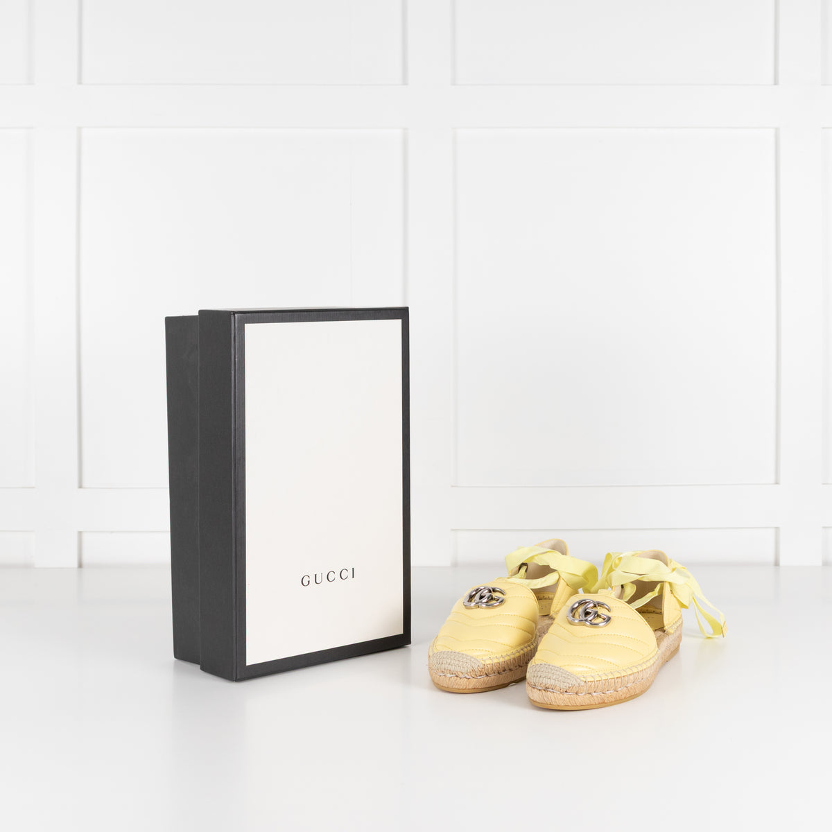 Gucci Yellow Marmont Espadrille With Ankle Ties