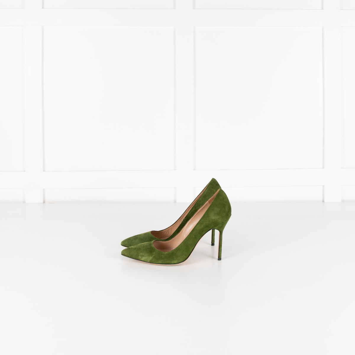 Manolo Blahnik Green Suede Court Shoe