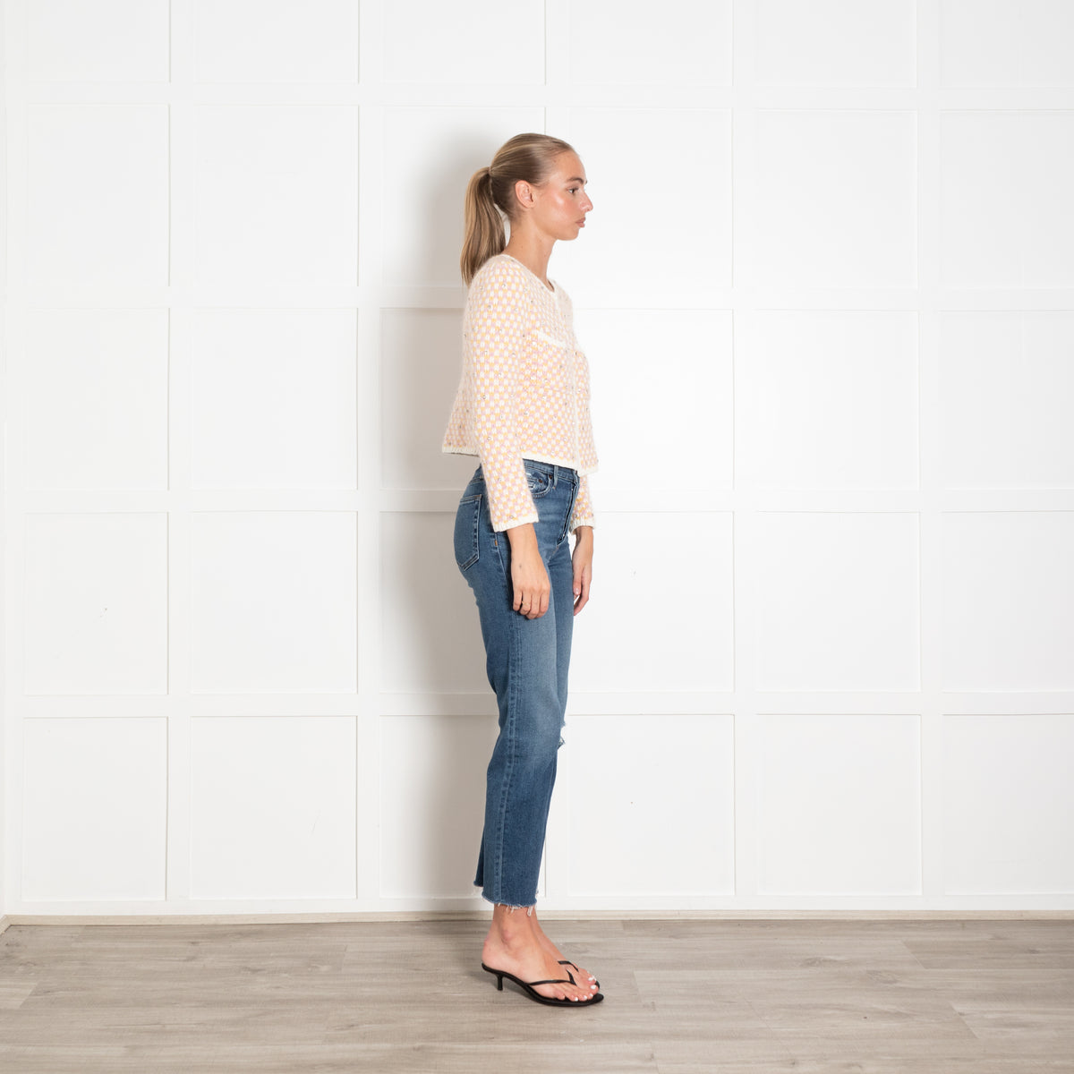 Maje Pink And Yellow Embellished Cardigan