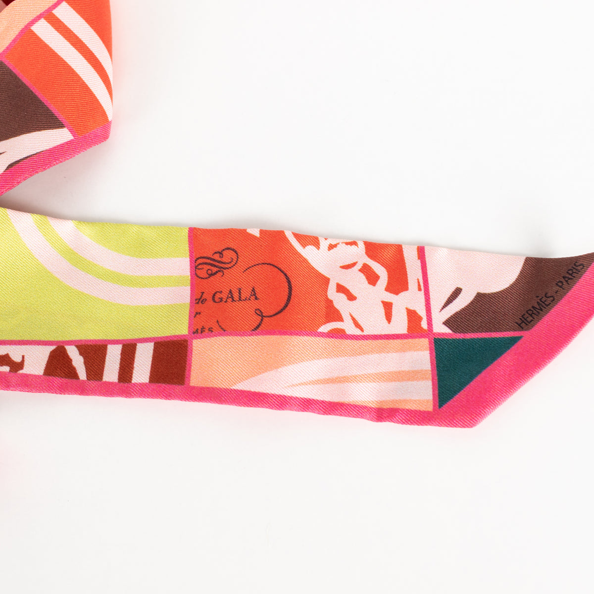 Hermes Pink Orange Silk En Desordre Twilly