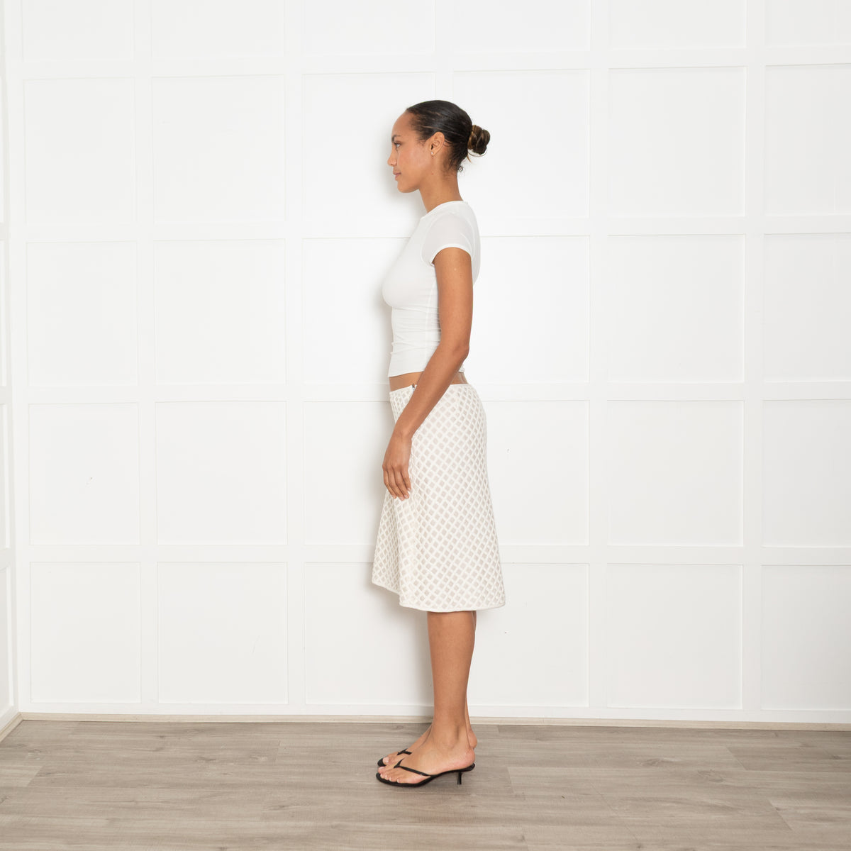 Tory Burch Cream Lattice A Line Skirt