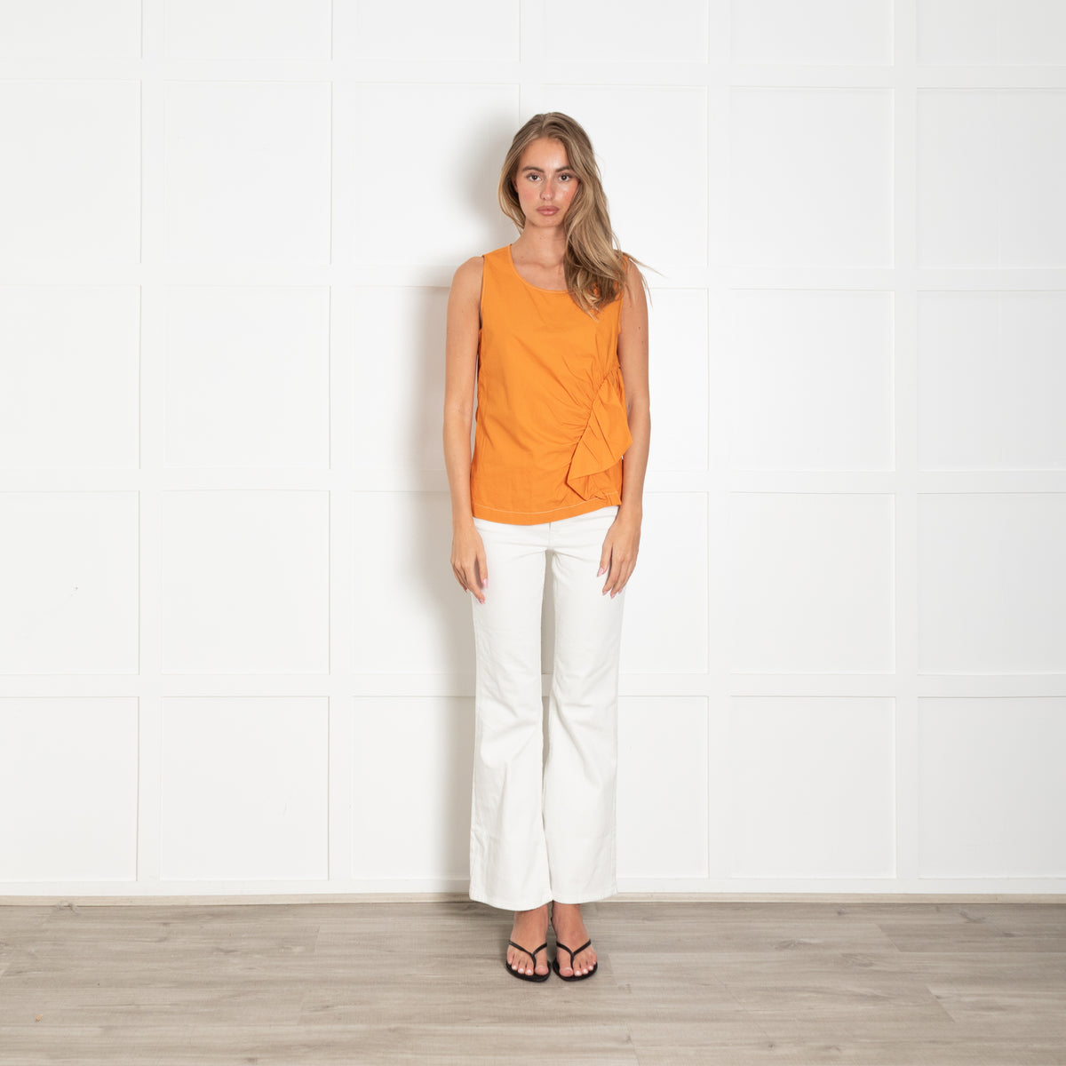 Twinset Actitude Orange Cotton Sleeveless Top