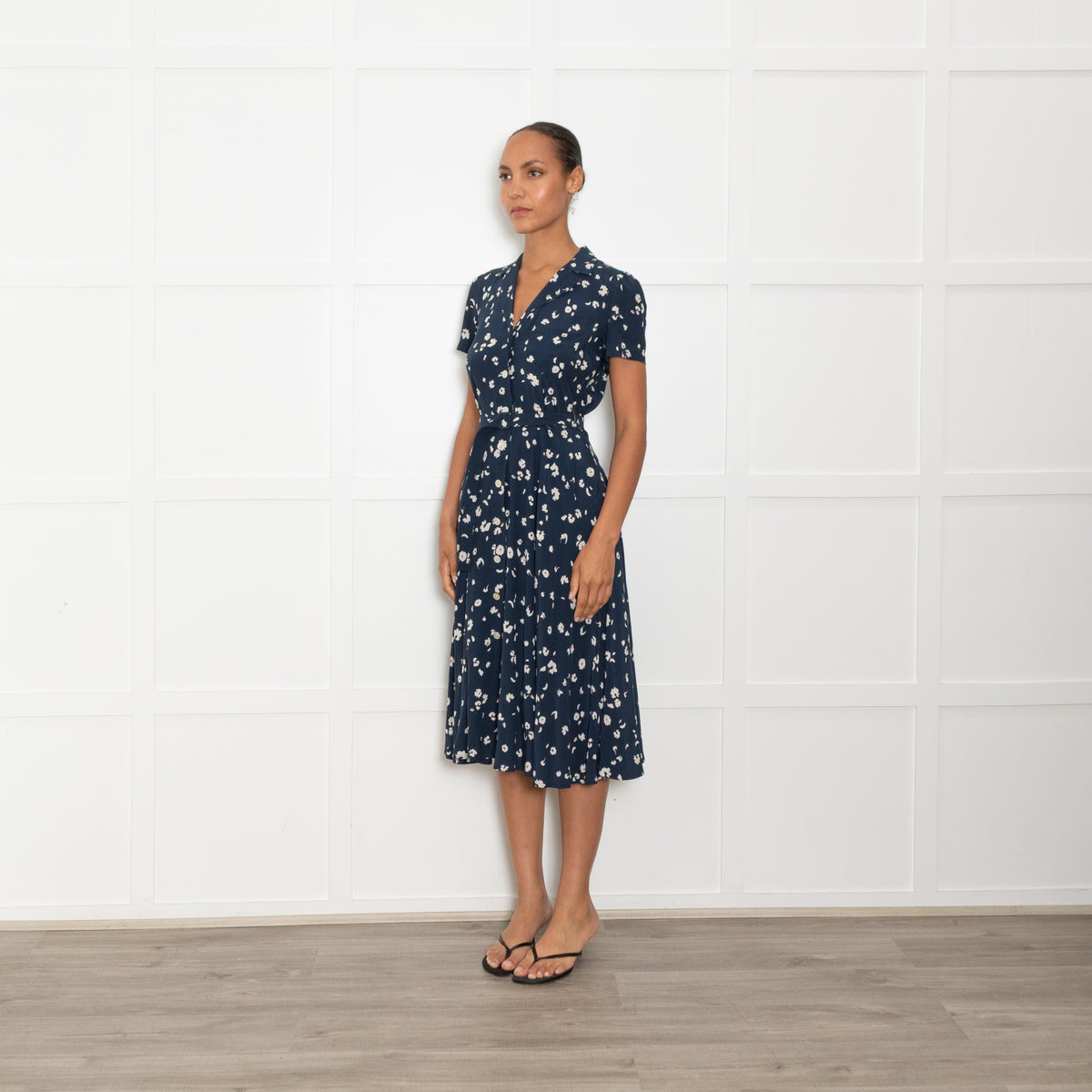 Polo Ralph Lauren Navy White Floral Belted Dress