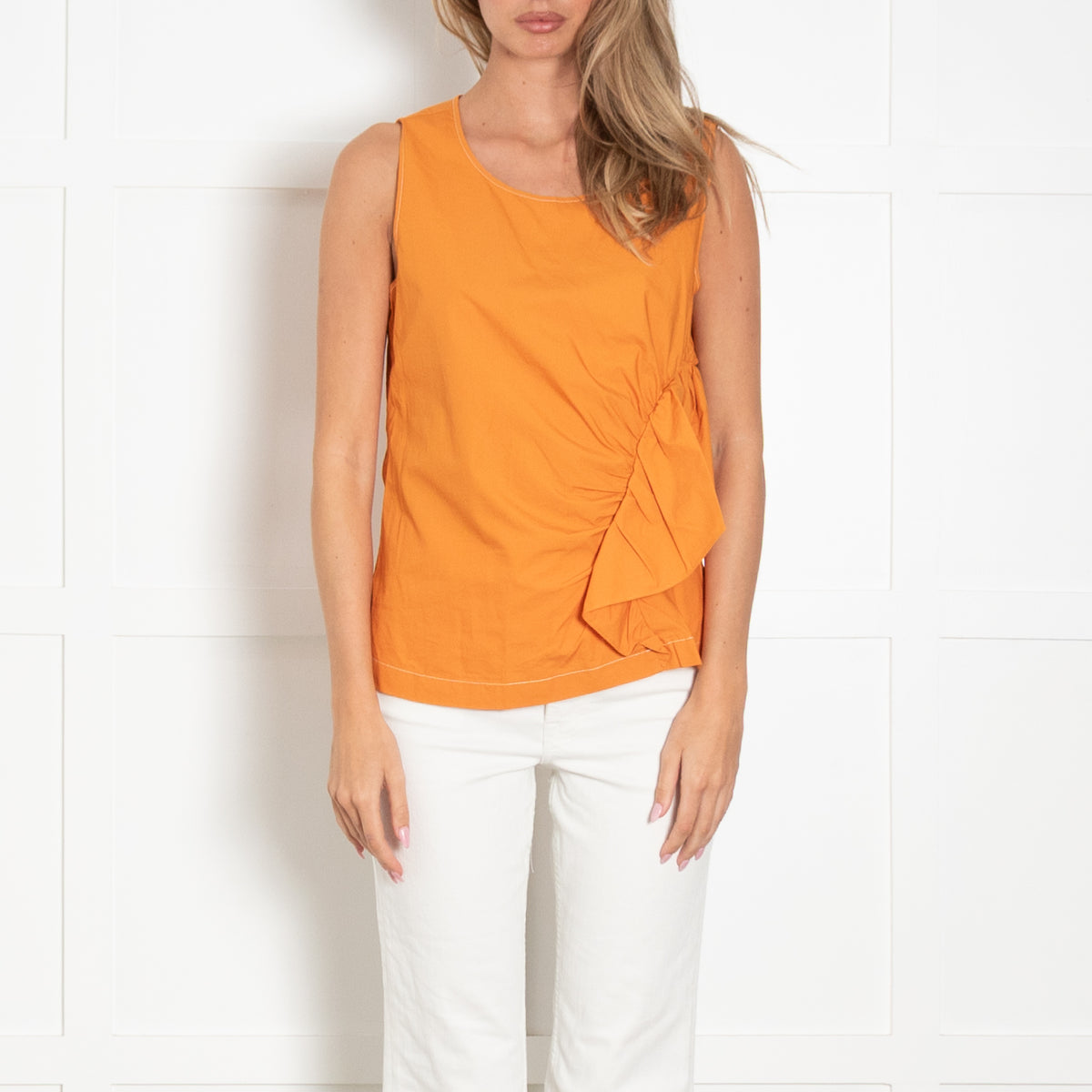 Twinset Actitude Orange Cotton Sleeveless Top