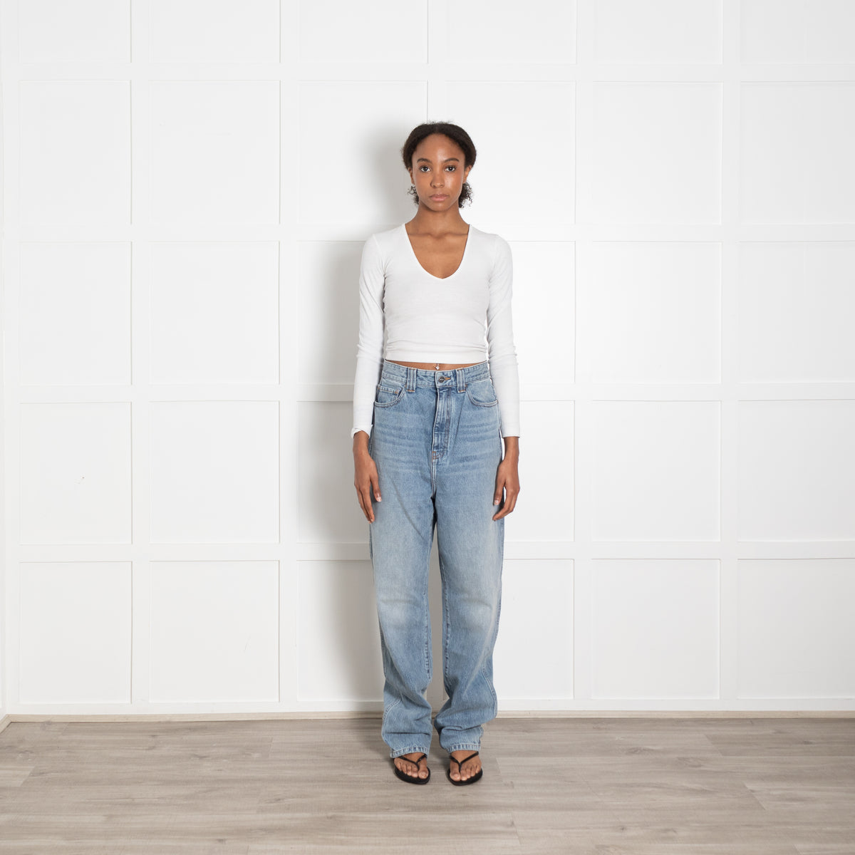 Khaite Albi Wide Leg Pale Wash Jeans