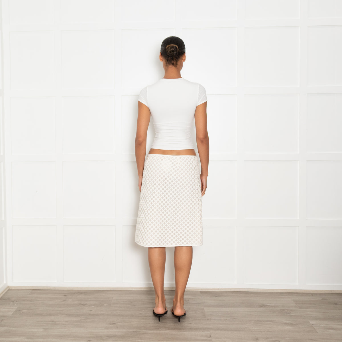 Tory Burch Cream Lattice A Line Skirt