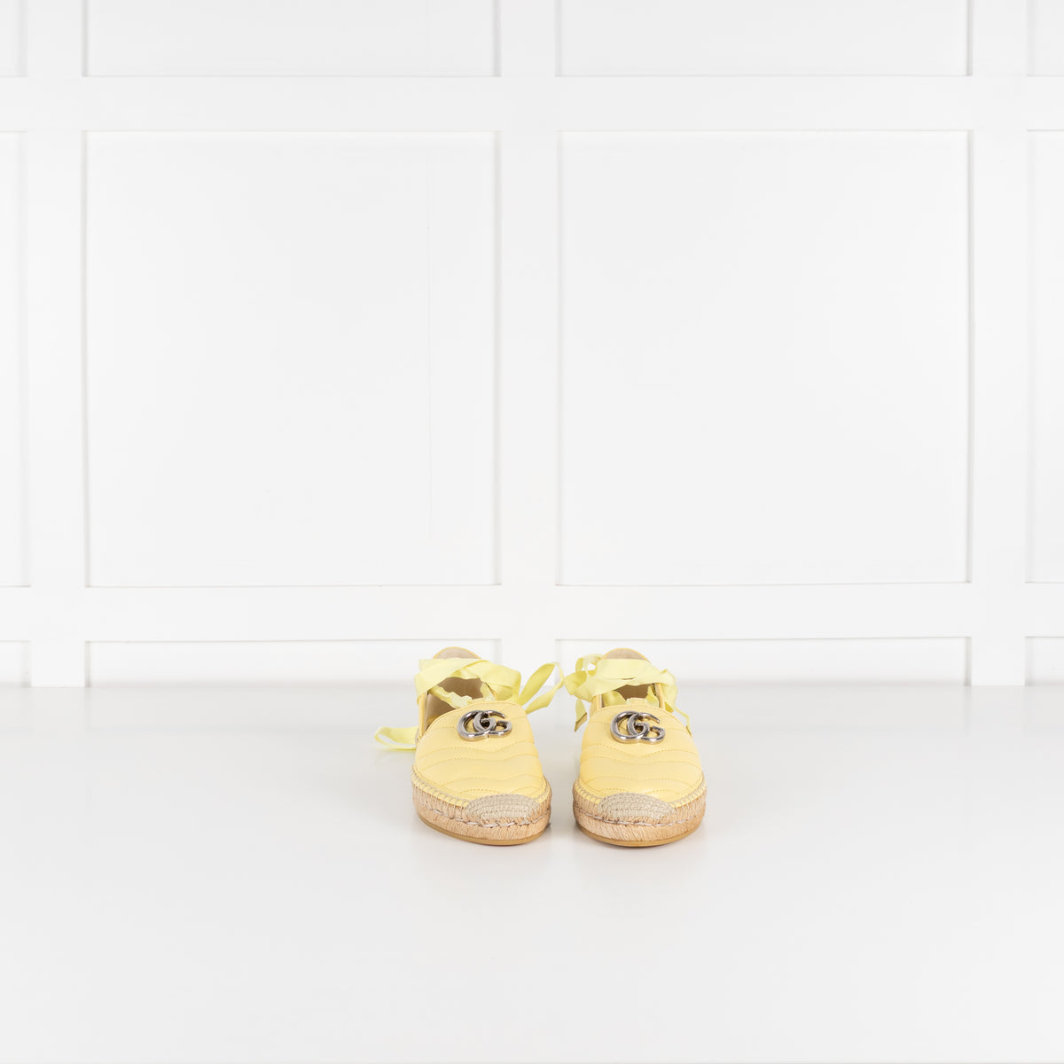 Gucci Yellow Marmont Espadrille With Ankle Ties