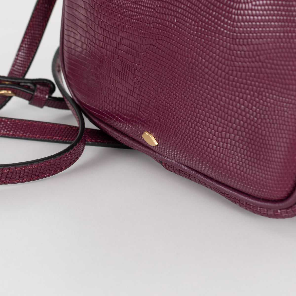 Lulu Guinness Burgundy Textured Crossbody Bag with Matching Card Pouch