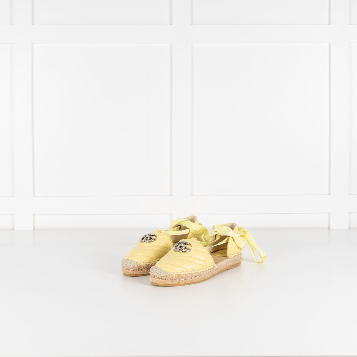 Gucci Yellow Marmont Espadrille With Ankle Ties
