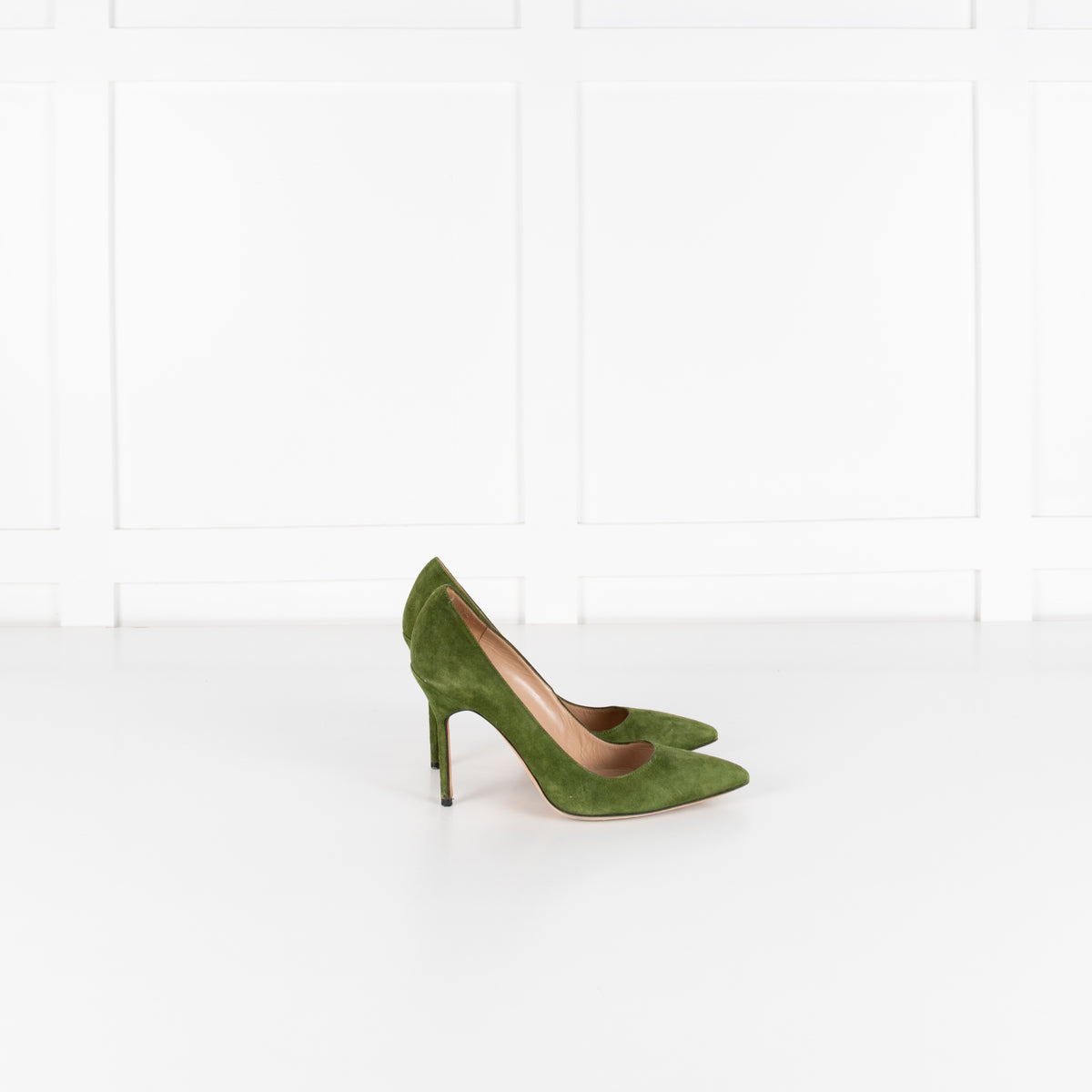 Manolo Blahnik Green Suede Court Shoe