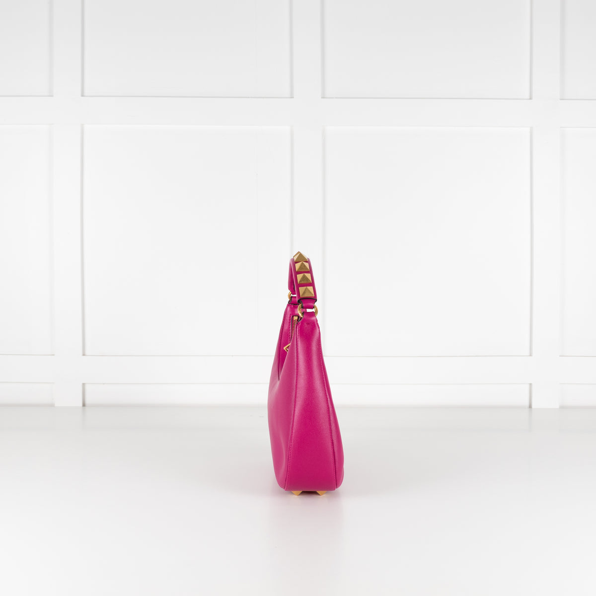 Valentino Garavani Fuchsia Pink Leather Rockstud Hobo Bag