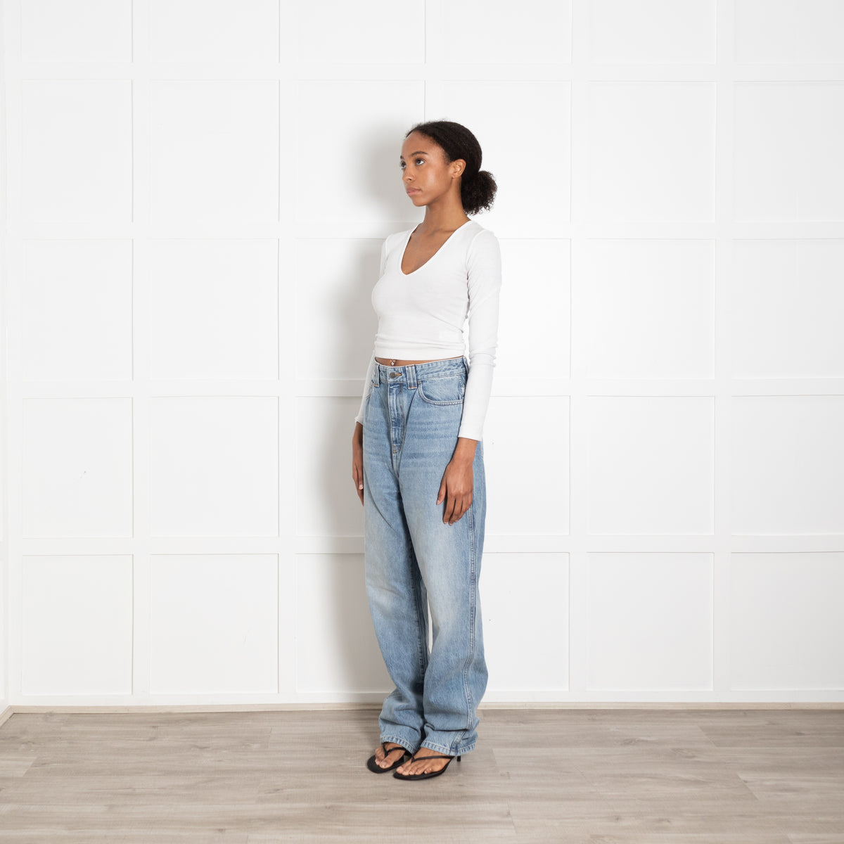 Khaite Albi Wide Leg Pale Wash Jeans