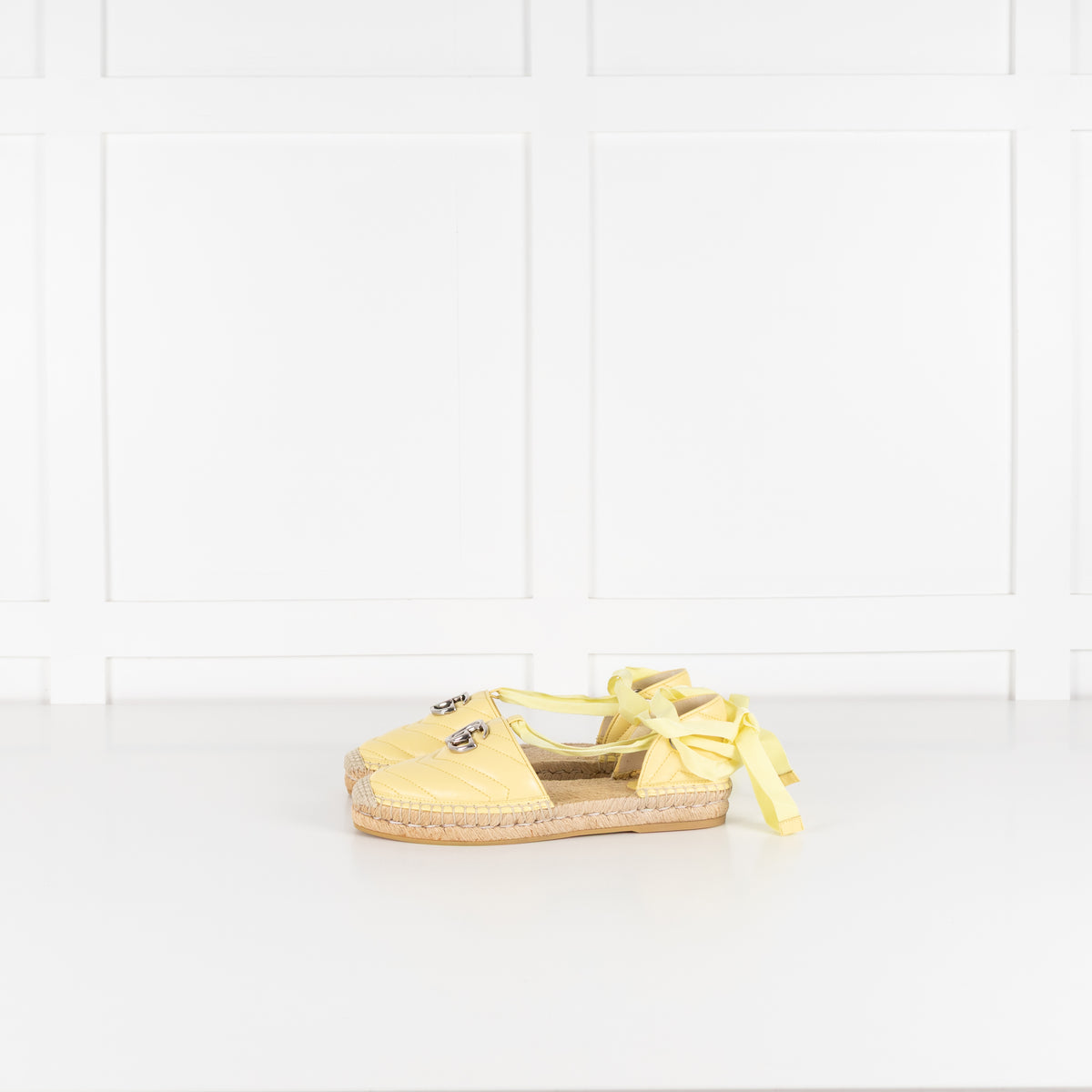 Gucci Yellow Marmont Espadrille With Ankle Ties