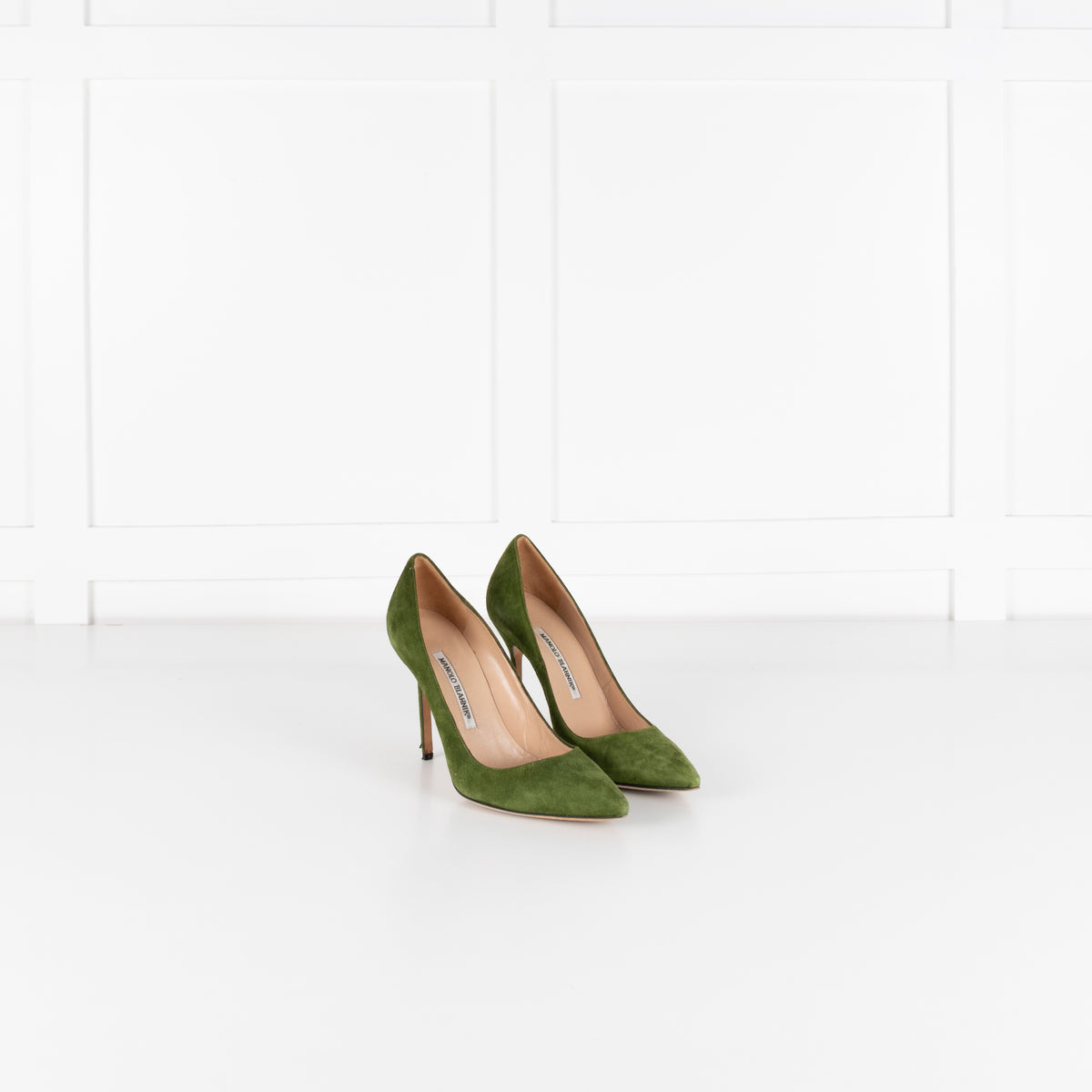 Manolo Blahnik Green Suede Court Shoe