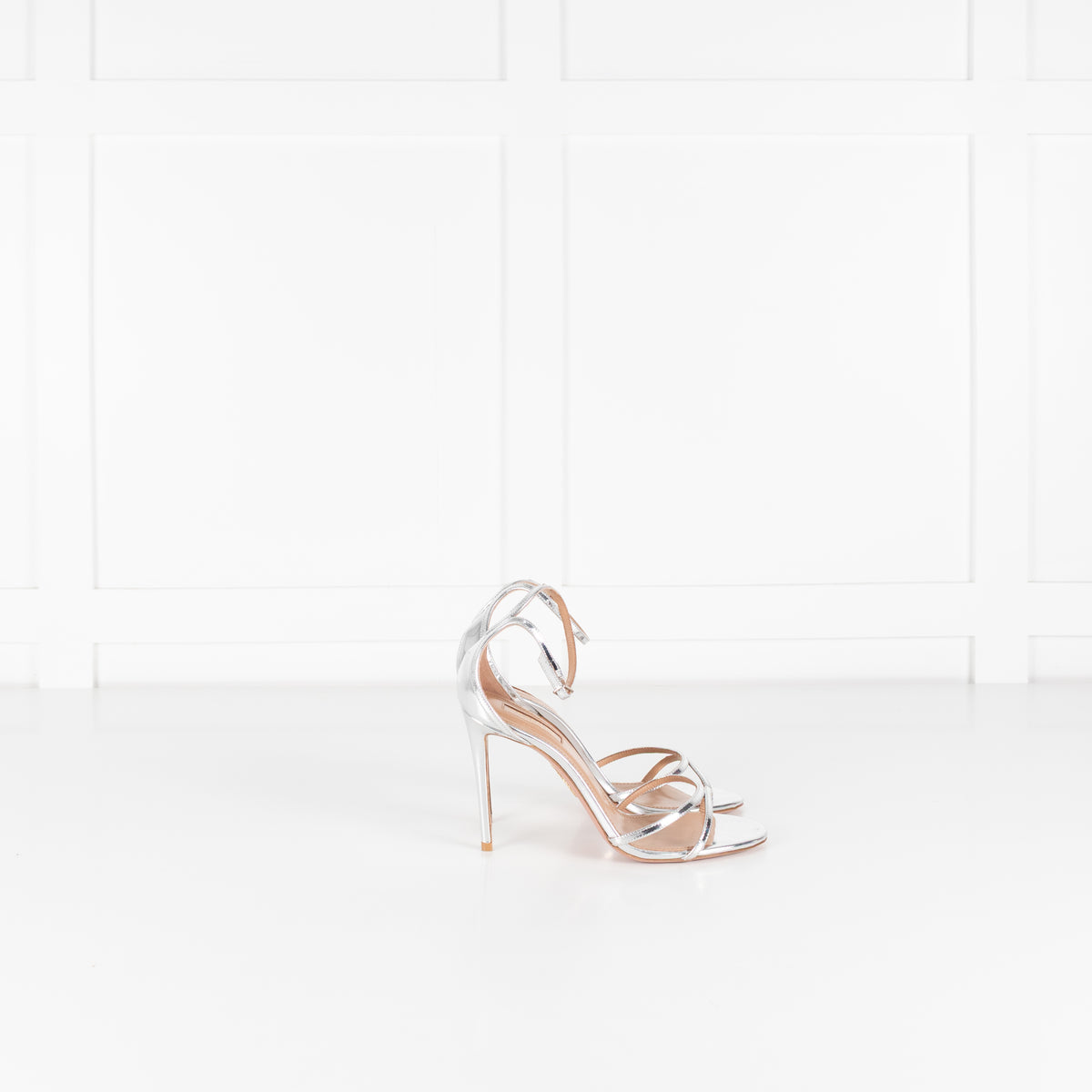 Aquazzurra Patent Silver Leather Purist Sandal