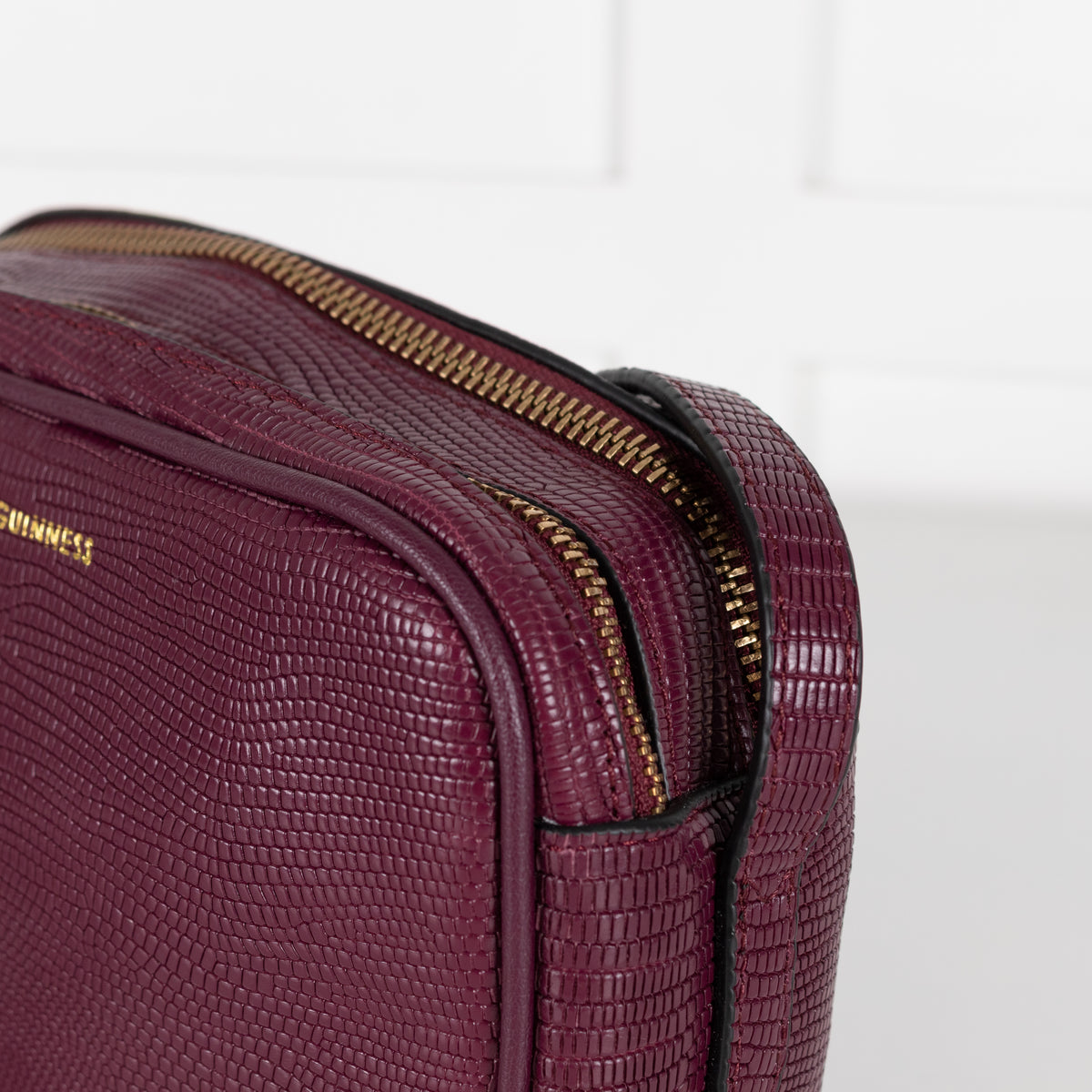 Lulu Guinness Burgundy Textured Crossbody Bag with Matching Card Pouch