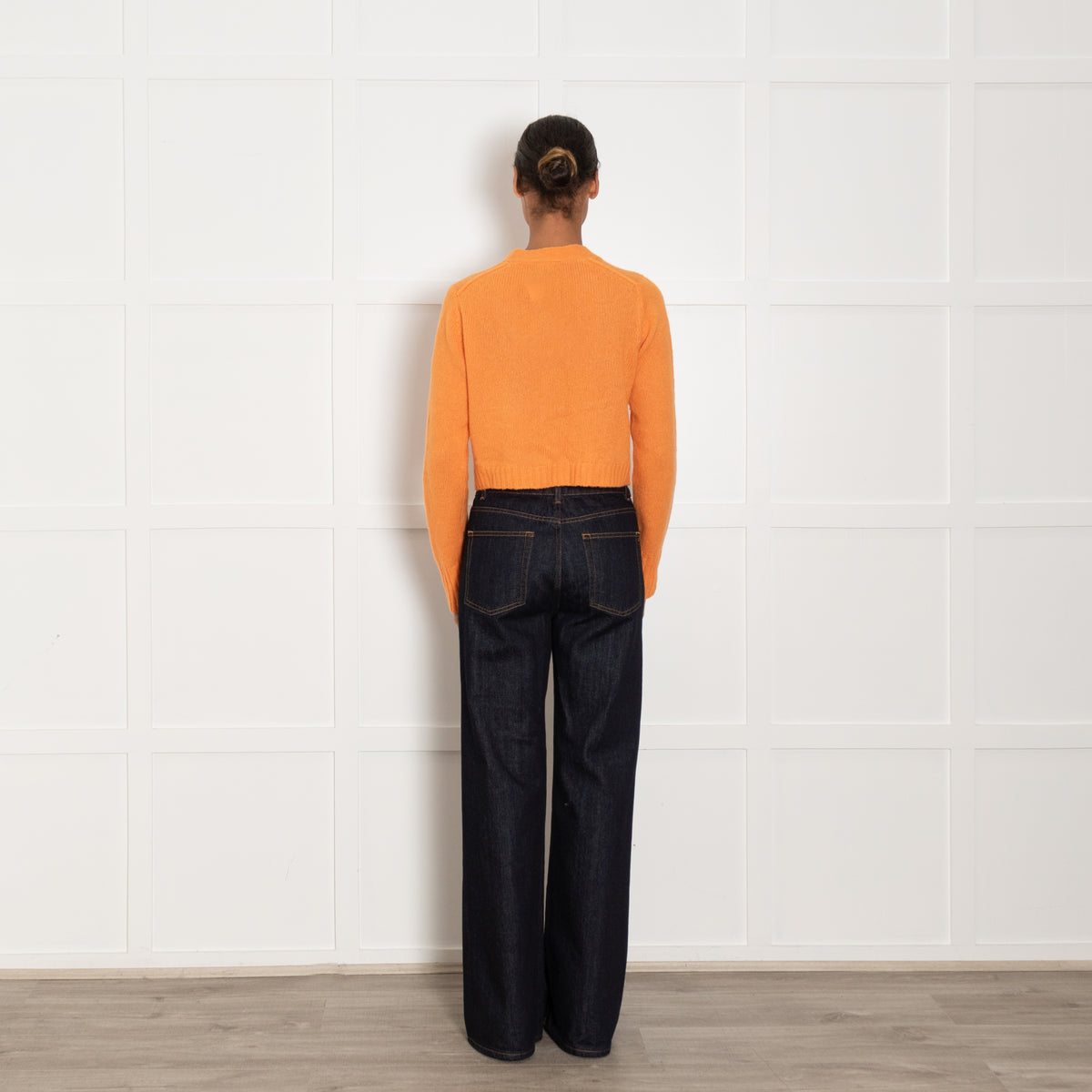 Me + Em Orange Cashmere Blend Cropped Cardigan