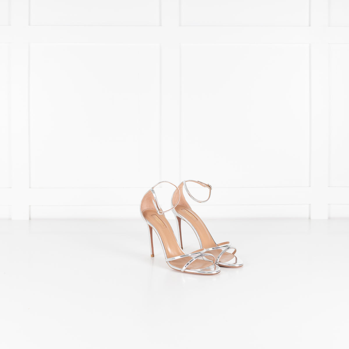 Aquazzurra Patent Silver Leather Purist Sandal