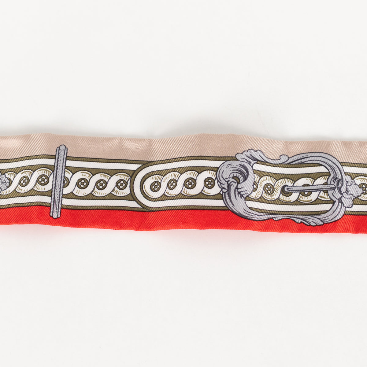 Hermes Beige Red Silk Bride De Cour Twilly