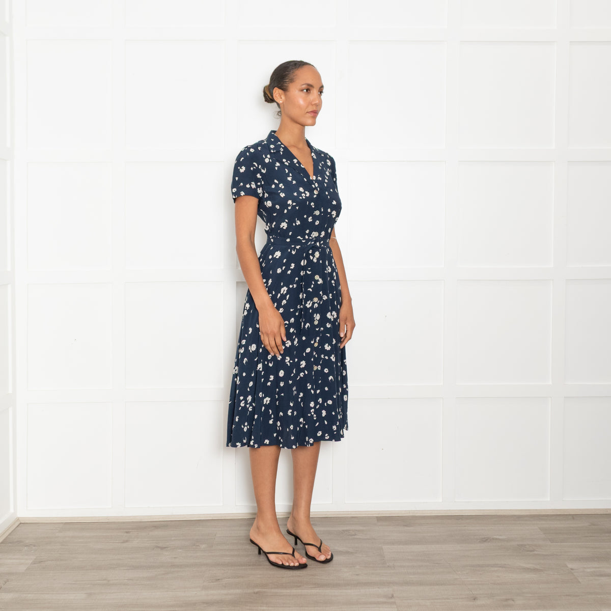 Polo Ralph Lauren Navy White Floral Belted Dress