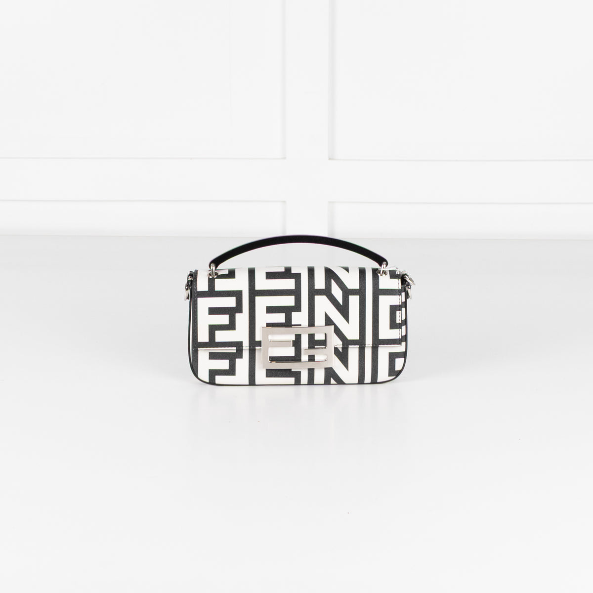 Fendi Marc Jacobs Nappa Vitello King Logo Print Mini Baguette