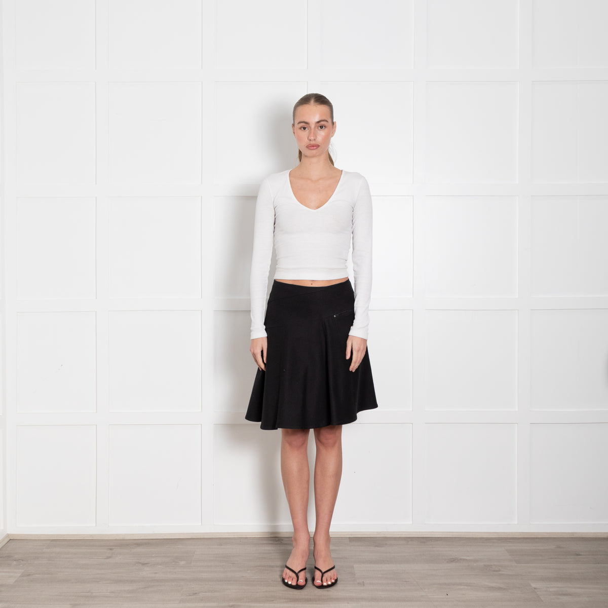 Alaia Black Heavy Cotton A-Line Short Skirt