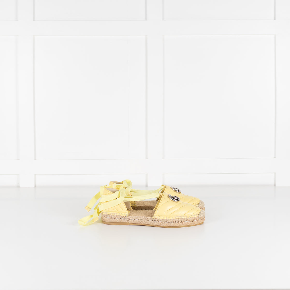 Gucci Yellow Marmont Espadrille With Ankle Ties