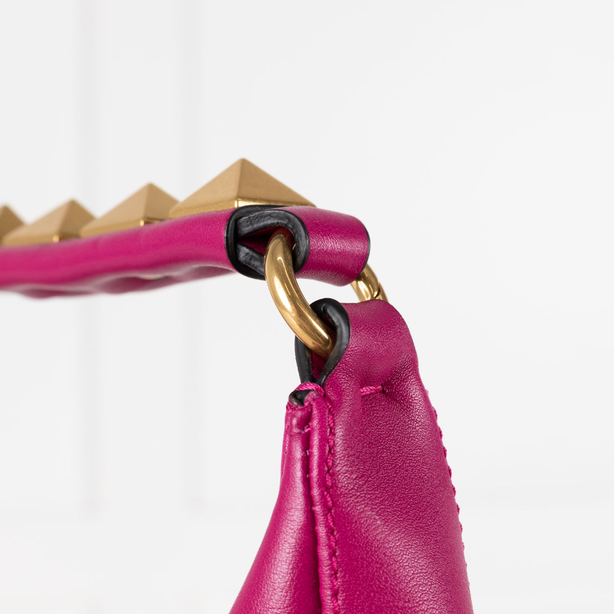 Valentino Garavani Fuchsia Pink Leather Rockstud Hobo Bag