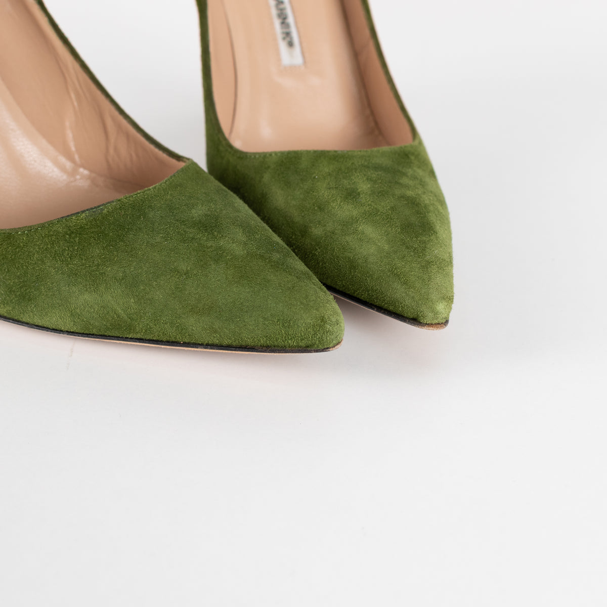 Manolo Blahnik Green Suede Court Shoe