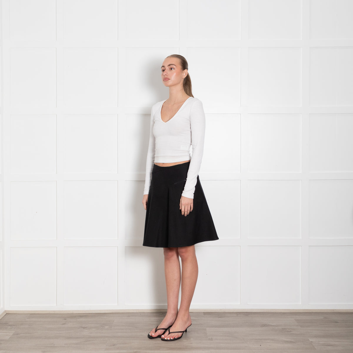 Alaia Black Heavy Cotton A-Line Short Skirt