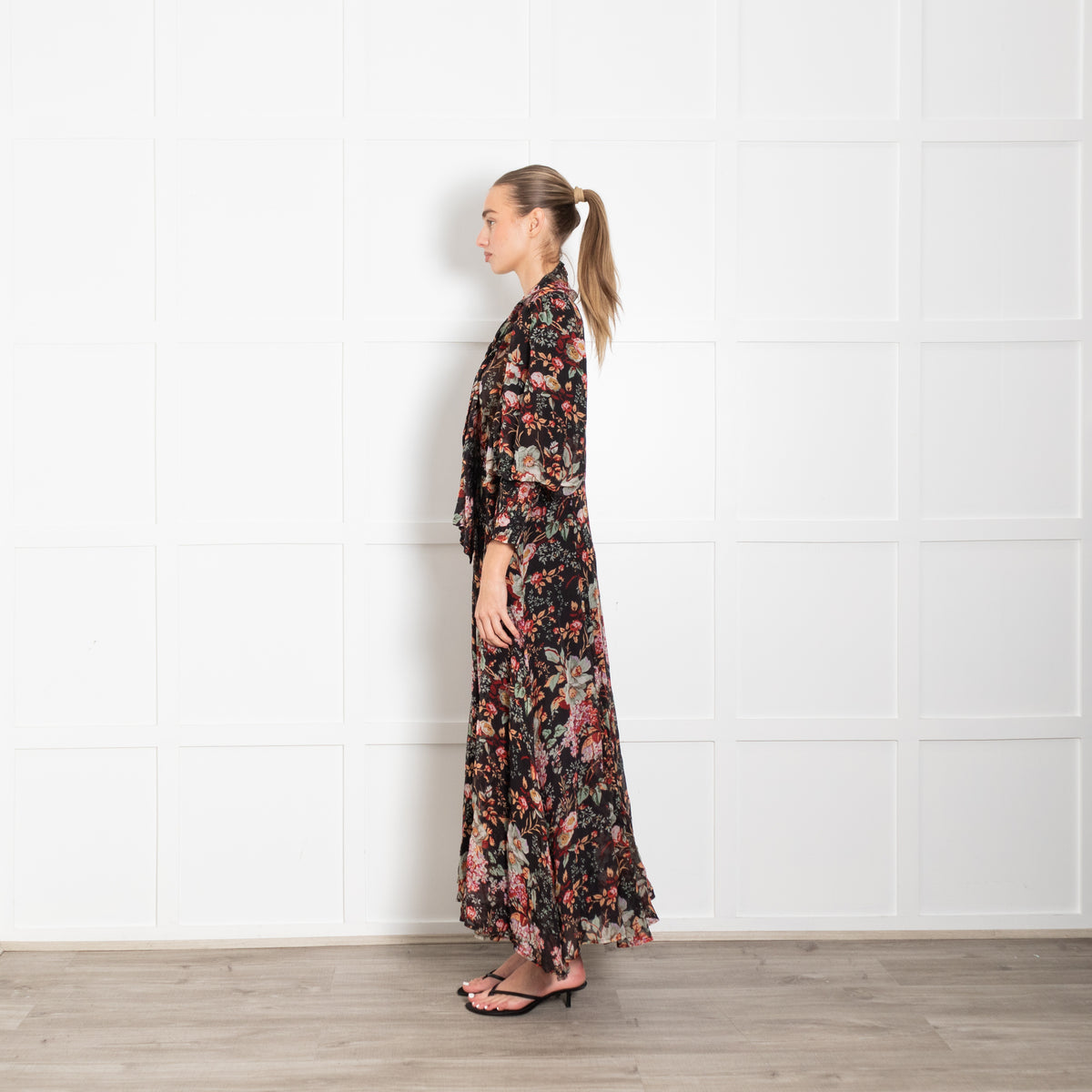 byTiMo Organza Midi Dress in Black Blossom